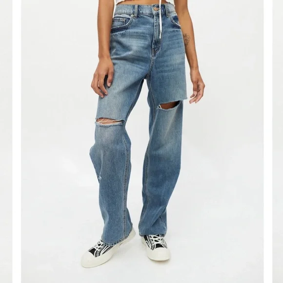 Urban Outfitters BDG Loose Straight Jeans Size 29 Blue Denim Ripped Distress - Picture 6 of 6